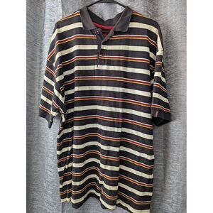Vintage MECCA Polo Shirt Mens Large Striped Short Sleeve Cotton Hip Hop‎